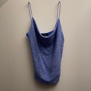 Y2K Periwinkle Glitter Spaghetti Strap Top